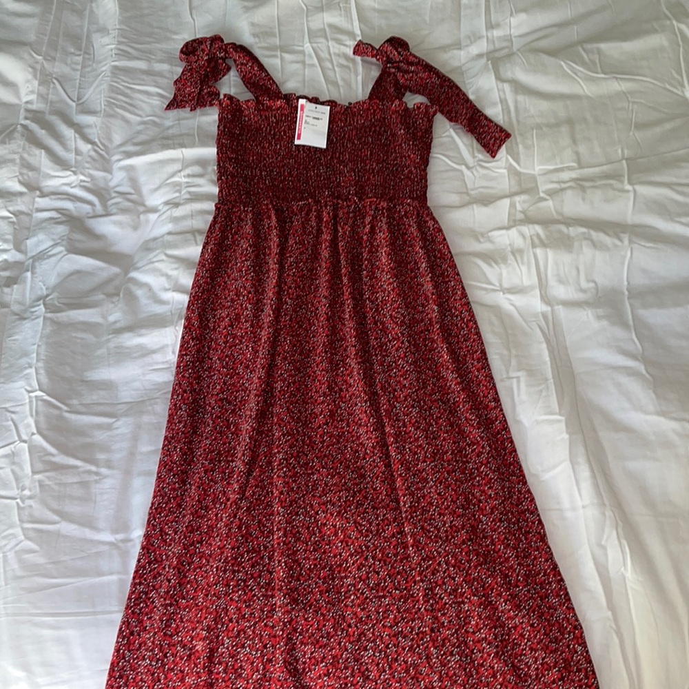 NWT Max Studio Red Floor Length Tie Strap Dress